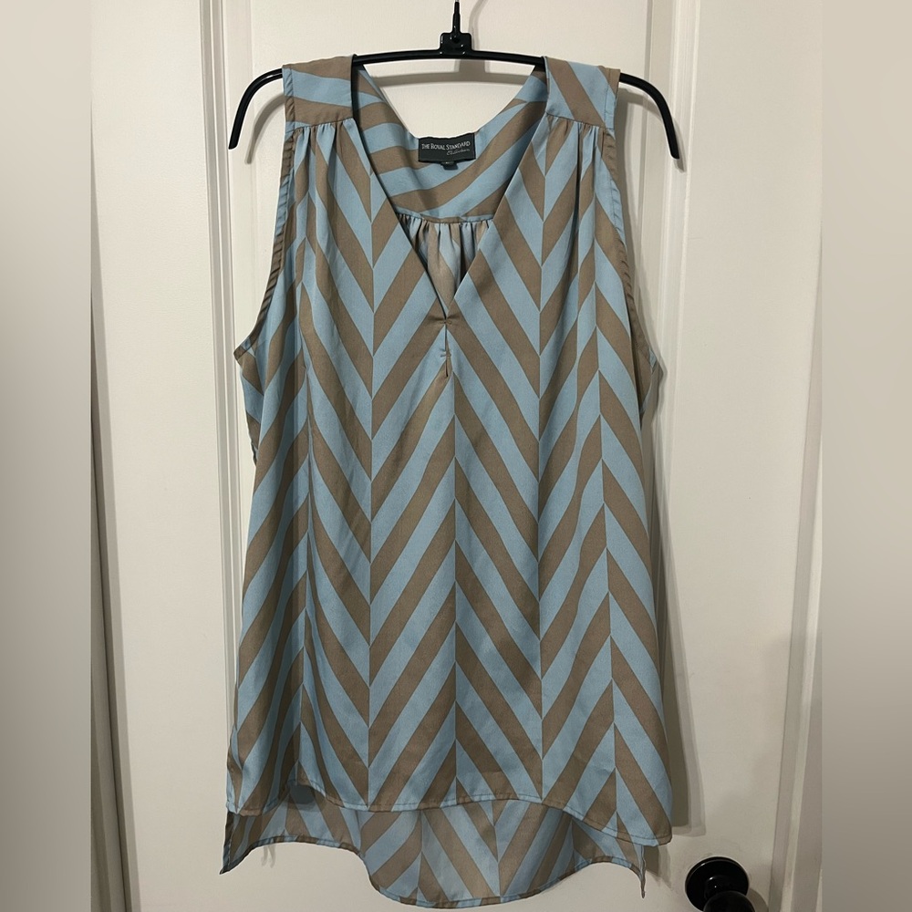 New Directions Blue and Green Sleeveless Blouse